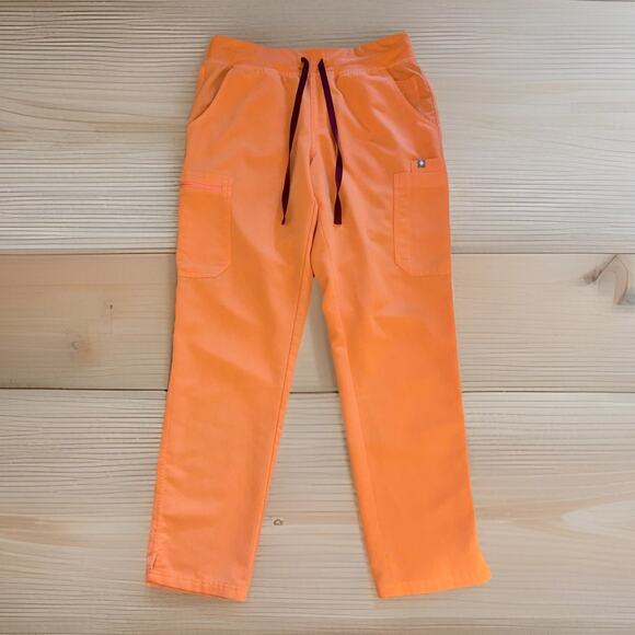 FIGS Scrub Technical Collection Womens M Orange Cargo Pockets Elastic Fit - Picture 1 of 4